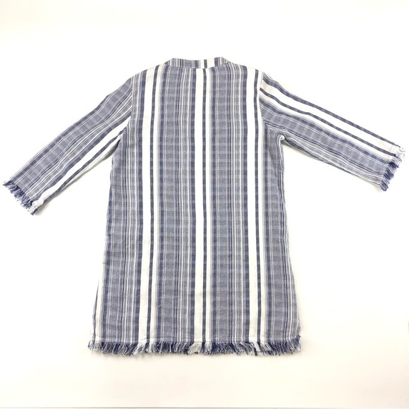 Tommy Bahama navy white tunic beach dress Small-Medium fringe - Picture 2 of 8